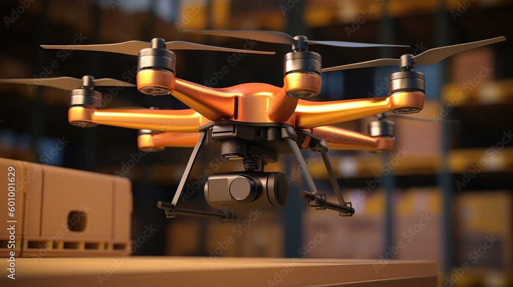 Fototapete drone with a camera. futuristic technologies of the future. generative ai