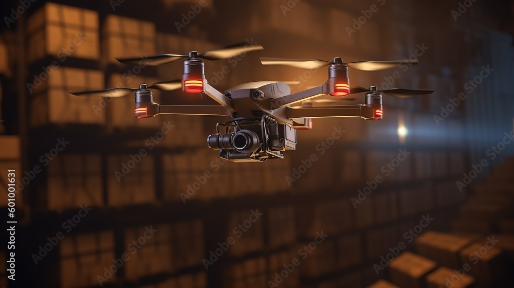 Poster drone with a camera. futuristic technologies of the future. generative ai