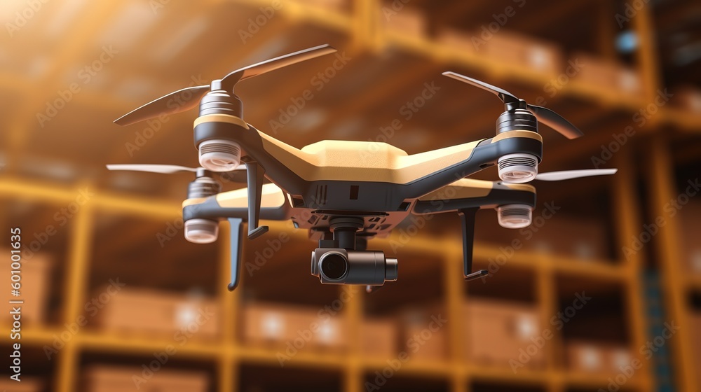 Aufkleber Drone with a camera. Futuristic technologies of the future. Generative AI