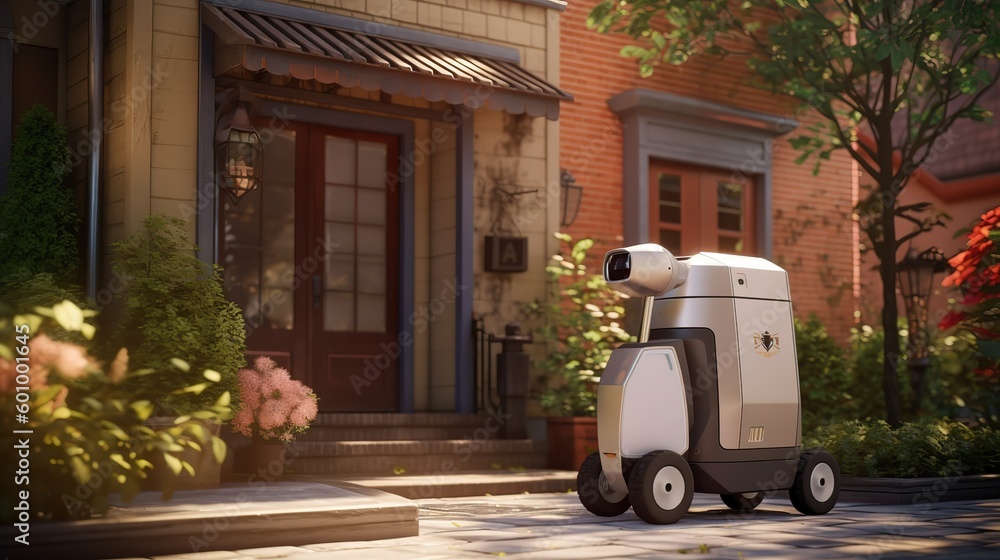 Poster autonomous robot transportation .futuristic technologies of the future. generative ai