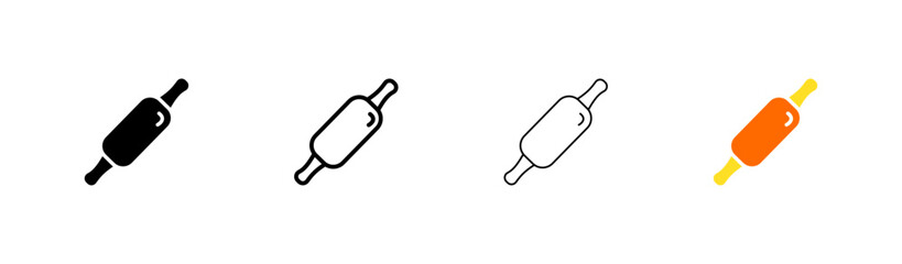 Kitchen rock. Different style, color, kitchen rolling pin icons. Vector icons