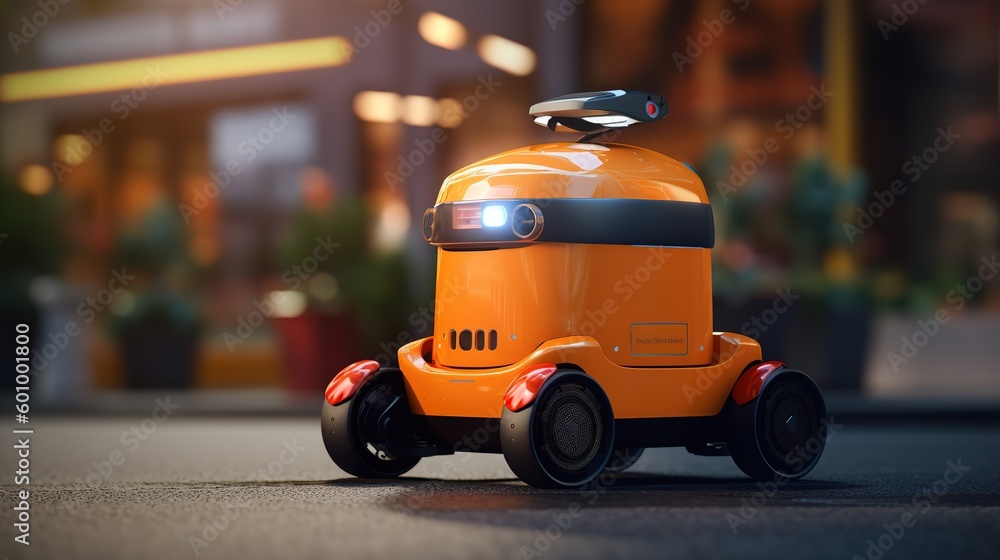 Poster autonomous robot transportation. futuristic technologies of the future. generative ai
