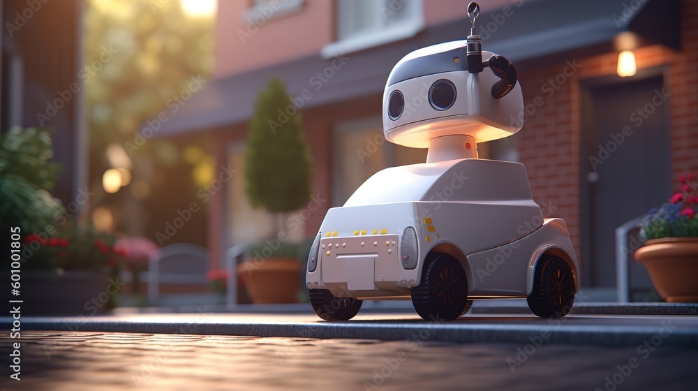 Poster autonomous robot transportation. futuristic technologies of the future. generative ai