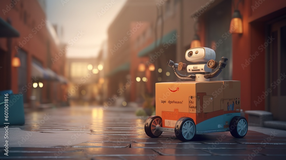 Poster autonomous robot transportation. futuristic technologies of the future. generative ai