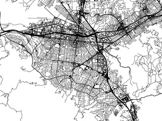 Obraz premium Vector road map of the city of Corona California in the United States of America on a white background.