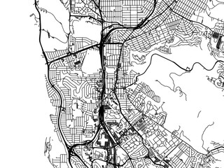 Vector road map of the city of  Daly City California in the United States of America on a white background.