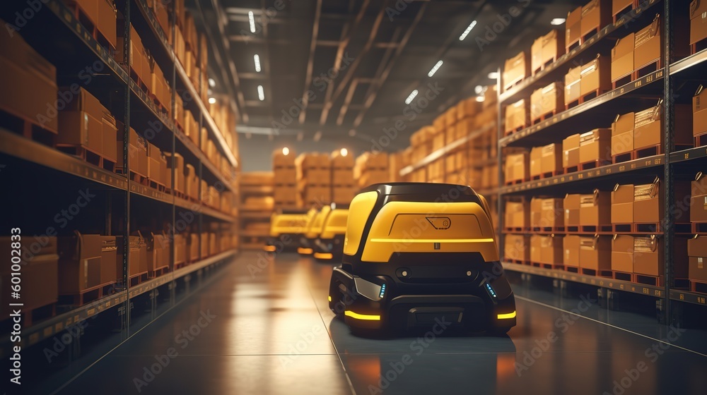 Poster autonomous robot transportation .futuristic technologies of the future. generative ai