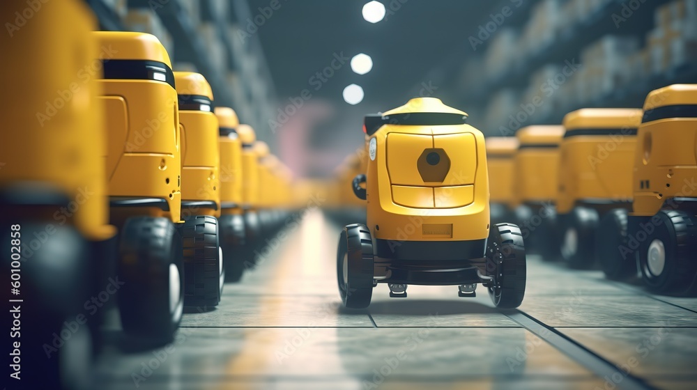 Poster autonomous robot transportation .futuristic technologies of the future. generative ai
