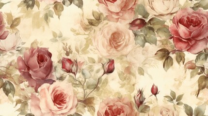 Soft distressed rose pattern background. Generative ai composite.
