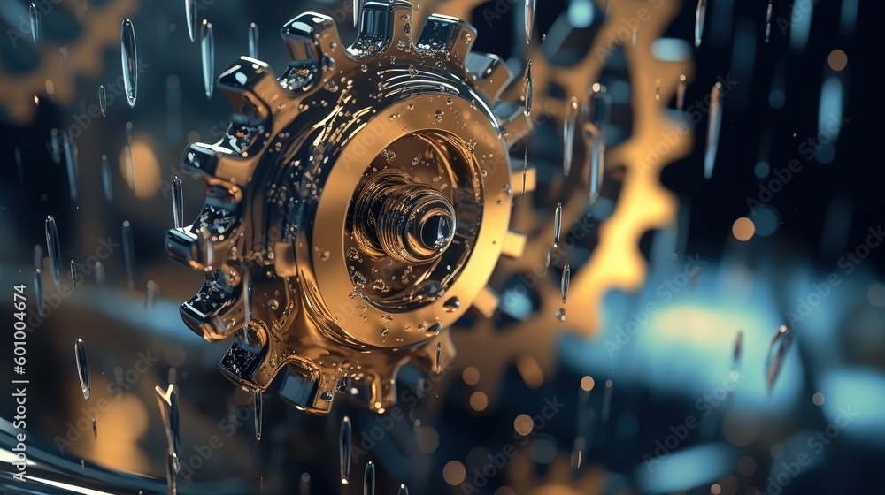 Fototapete abstract giving with cogwheels.low-poly style. abstract neon frame style. generative ai