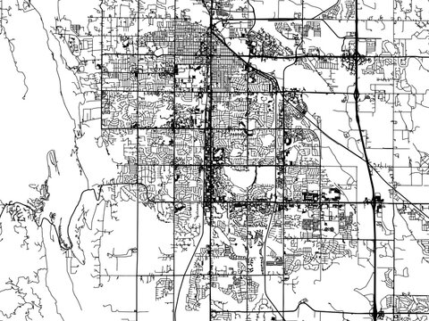 Vector road map of the city of  Fort Collins Colorado in the United States of America on a white background.