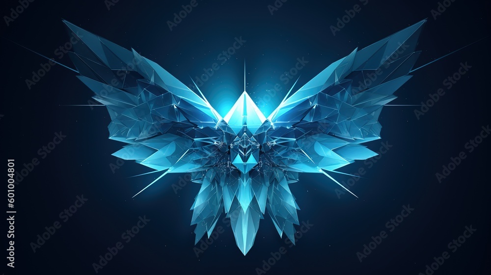 Aufkleber abstract wings. low-poly style. abstract neon frame style. generative ai