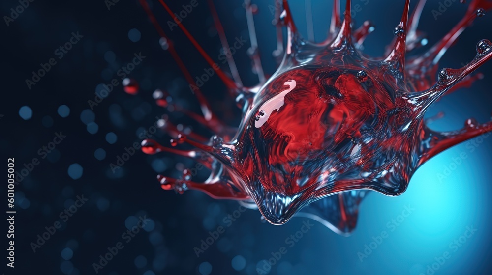 Aufkleber Abstract falling drop of blood. Abstract neon frame style. Generative AI