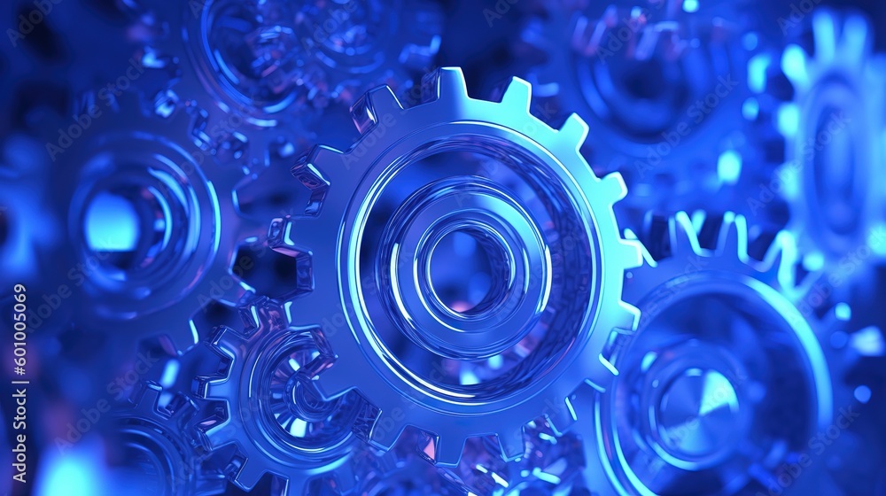 Leinwandbilder abstract giving with cogwheels.low-poly style. abstract neon frame style. generative ai
