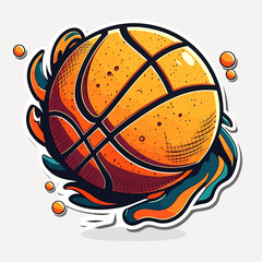 Basketball ball icon. Rubber ball. Sports equipment. cartoon vector illustration, white background, label, sticker
