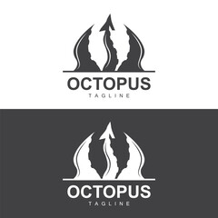 Octopus Logo, Simple Line Design, Sea Animal Vector Japanese Seafood Ingredient, Icon Symbol Illustration