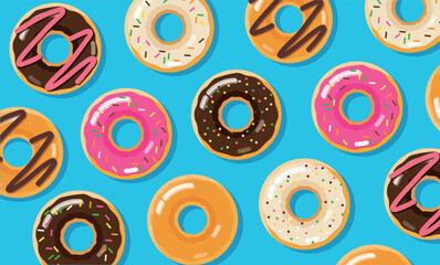 donuts sweet dessert background vector illustration