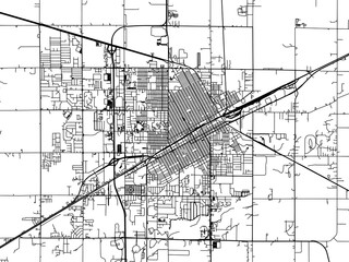 Vector road map of the city of  Grand Island Nebraska in the United States of America on a white background.