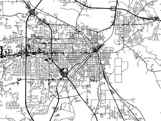 Vector road map of the city of  Hattiesburg Mississippi in the United States of America on a white background.