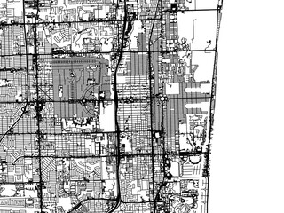 Vector road map of the city of  Hollywood Florida in the United States of America on a white background.