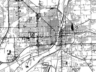 Vector road map of the city of  Joliet Illinois in the United States of America on a white background.