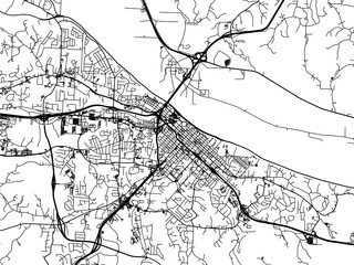 Vector road map of the city of  Jefferson City Missouri in the United States of America on a white background.