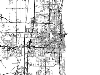 Vector road map of the city of  Kenosha Wisconsin in the United States of America on a white background.