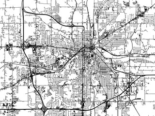 Vector road map of the city of  Kalamazoo Michigan in the United States of America on a white background.