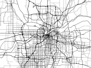 Vector road map of the city of  Kansas City Kansas in the United States of America on a white background.