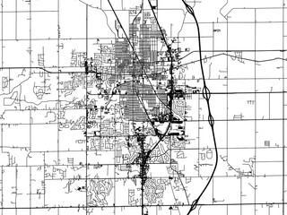 Fototapeta premium Vector road map of the city of Kokomo Indiana in the United States of America on a white background.