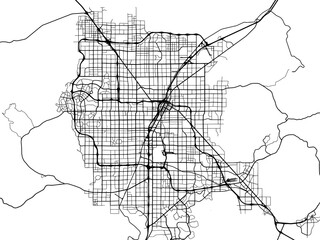 Vector road map of the city of  Las Vegas Metro Nevada in the United States of America on a white background.