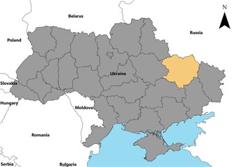 Kharkivska Ukraine map Europe country