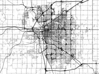 Vector road map of the city of  Lincoln Nebraska in the United States of America on a white background.