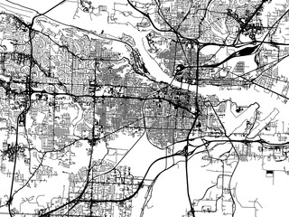 Vector road map of the city of  Little Rock Arkansas in the United States of America on a white background.