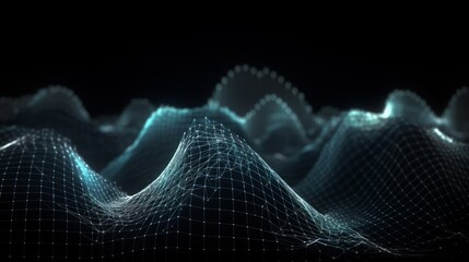Abstract wave background. Blockchain data flow. Network line. AI generative.