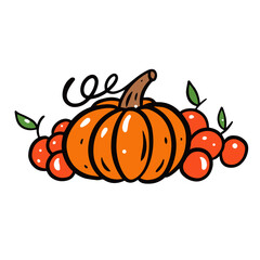 Pumpkin and apples autumn season garden logo