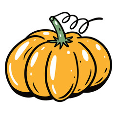 Hand drawn colorful cartoon style pumpkin