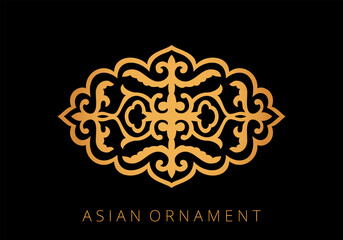 Vintage ornate linear ornaments in Kazakh traditional style. Asian floral designs. Abstract Asian elements of the national pattern of the ancient nomads of the Kyrgyz, Mongols, Kazakhs, Tatars.