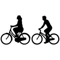 SILHOUETTE OF CYCLING COUPLE