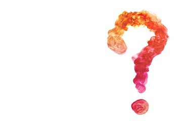 アルコールインクアートの抽象背景テンプレート）ピンクとオレンジのグラデーションのはてなマーク　