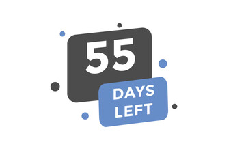 55 days Left countdown template. 55 day Countdown left banner label button eps 10