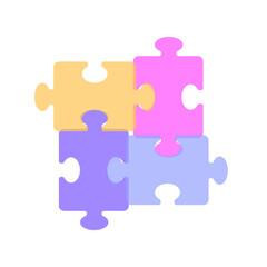 Puzzle.&nbsp;Four sided square puzzle presentation. Can use for web business statistics,&nbsp;banner, infographics. Flat vector illustration isolated on white background.