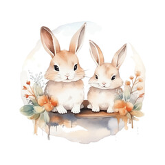rabbit watercolor colors for kids simple drawing childish cute