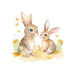 rabbit watercolor colors for kids simple drawing childish cute