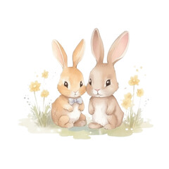 rabbit watercolor colors for kids simple drawing childish cute