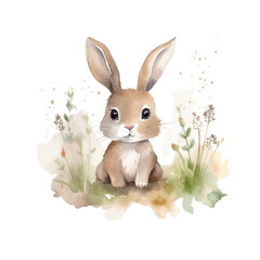rabbit watercolor colors for kids simple drawing childish cute