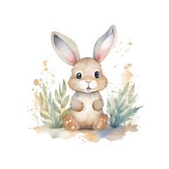rabbit watercolor colors for kids simple drawing childish cute