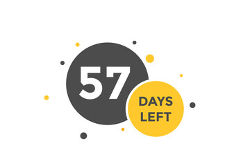 57 days Left countdown template. 57 day Countdown left banner label button eps 10