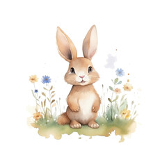 rabbit watercolor colors for kids simple drawing childish cute