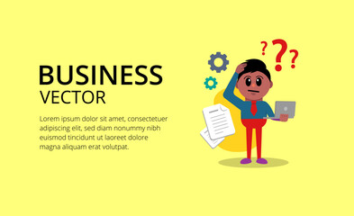 Confused businessman in blue yellow color suitable for business presentations and etc